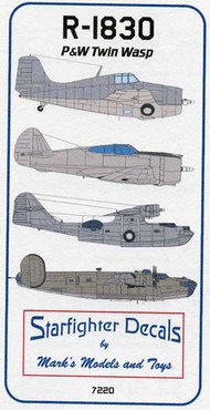  Starfighter Decals  1/72 R-1830 Twin Wasp Radial Engine. OUT OF STOCK IN US, HIGHER PRICED SOURCED IN EUROPE SFAR7220
