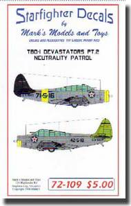  Starfighter Decals  1/72 TBD-1 Devastators Pt.2 Neutrality Patrol SFA72109