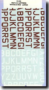  Super Scale Decals  1/72 RAF Codes Red & White, Large SSI720052