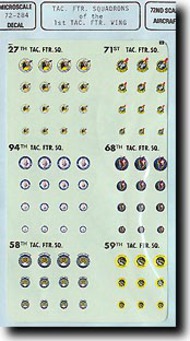  Super Scale Decals  1/72 USAF Squadron Badges 27/ 58/ 59/ 71/ 94 TFS & 1 TFW SSI720284