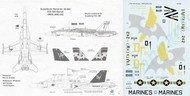  Super Scale Decals  1/32 McDonnell-Douglas F/A-18D Hornet (1) 164652 DT/01 VMF(AW)-242. Black fins with grey bats/yellow lightning bolt and yellow backed national insignia SSI32222