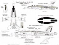  Super Scale Decals  1/32 F/A18A + Hornet USMC VMFA115 SSI32235