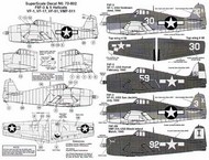  Super Scale Decals  1/72 Grumman F6F-3/F6F-5 Hellcats (4) No 30/K VF-1 USS Yorktown; No 3/X VF-51 USS San Jacinto both 1944 3 tone schems; No 59 VF-17 USS Hornet; No 92/I VMF-511 USS Block Island. both 1945 overall gloss sea blue SSI72802