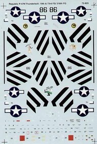  Super Scale Decals  1/72 P-47N Thunderbolts 19th & 73rd FS/318th FG SSI72825