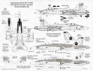  Super Scale Decals  1/72 McDonnell-Douglas F/A-18A/A+ (2) 163122/300 VX-30 Bloodhounds; 162409 MB/301 VMFA-142 Flying Gators SSI72844