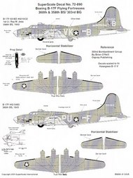  Super Scale Decals  1/72 B-17 Flying Fortresses 360 & 358 BS/303BG SSI72890