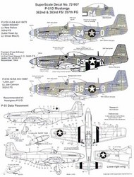  Super Scale Decals  1/72 P-51D Mustangs 362nd & 363rd FS/357th FG SSI72907