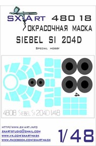 Siebel Si.204D canopy and wheels paint mask #SXA48018