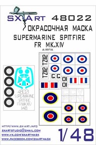  SX-Art  1/48 Supermarine Spitfire FR Mk.XIV national insignia, canopy, wheel and markings paint mask SXA48022