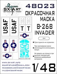  SX-Art  1/48 Douglas B-26B-50 Invader national insignia, canopy and markings paint mask SXA48023
