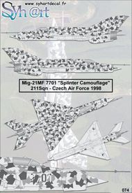  Syhart Decal  1/144 Mikoyan MiG-21MF 7701 'Splinter Camouflage' Czech Air Force 1998 SY144074