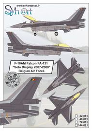  Syhart Decal  1/144 General-Dynamics F-16AM Falcon FA-131 'Solo Display 2007-2008' Belgian AF SY144081