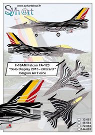  Syhart Decal  1/32 General-Dynamics F-16AM Falcon FA-123 'Solo Display 2015 - Blizzard' Belgian AF SY32083