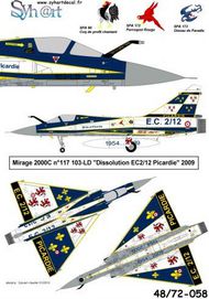  Syhart Decal  1/48 Dassault Mirage 2000C n117 'Dissolution EC2/12 Picard ie' 2009 SY48058