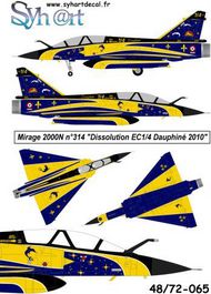  Syhart Decal  1/48 Dassault Mirage 2000N n314 'Dissolution EC1/4 Dauphin T' 2010 SY48065
