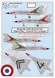  Syhart Decal  1/48 2x Dassault Mirage IIIE 'Regent Papa' 70 years EC2/4 La Fayette' 1916-1986 SY48122