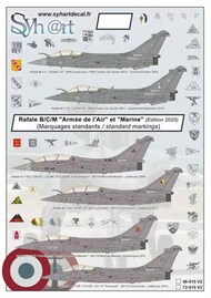  Syhart Decal  1/48 Dassault Rafale B/C/M standards 'Armee de l'Air & Marine'(version 2020) SY48915V2