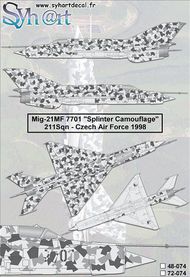  Syhart Decal  1/72 Mikoyan MiG-21MF 7701 (Splinter Camouflage Czech Air Force 1998 SY72074