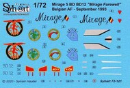  Syhart Decal  1/72 Dassault Mirage 5BD BD12 'Mirage farewell' Belgian Air Force 1993 SY72121