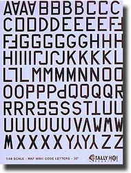  Tally Ho Decals  1/48 RAF CODE LETTERS GRY 24/30 BLK/8 KPH148010