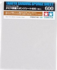  Tamiya Accessories  NoScale Sanding Sponge Sheet 4.5"x5.5" (5mm thick) 600 Grit TAM87148