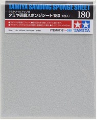  Tamiya Accessories  NoScale Sanding Sponge Sheet 4.5"x5.5" (5mm thick) 180 Grit TAM87161