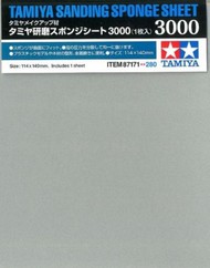  Tamiya Accessories  NoScale Sanding Sponge Sheet 4.5"x5.5" (5mm thick) 3000 Grit TAM87171
