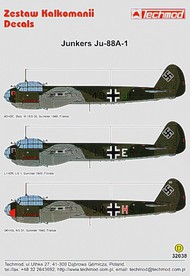  Techmod Decals  1/32 Junkers Ju.88A-1 (3) 9K+HS KG 51; L1+ER LG.1; TCD32038