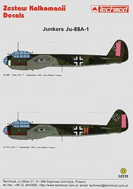 Techmod Decals  1/32 Junkers Ju.88A-1 (2) 3Z+BB 1 Stab/KG 77; 3Z+H TCD32039