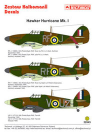  Techmod Decals  1/32 Hawker Hurricane Mk.I (3) V6665 RF-J 303 (Pol TCD32045