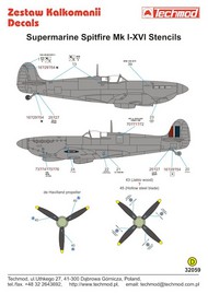  Techmod Decals  1/32 Supermarine Spitfire Stencils [Mk.IIa Mk.VIII TCD32059