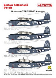  Techmod Decals  1/48 Grumman TBM-1C Avenger (4) TCD48069