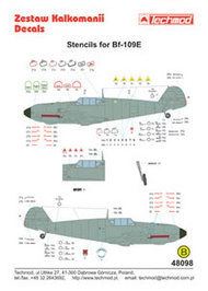  Techmod Decals  1/48 Bf.109E complete Stencil Data for two A/C TCD48098