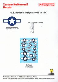 Techmod Decals  1/48 U.S. National Insignia Stars and Bars 1943-45 TCD48106