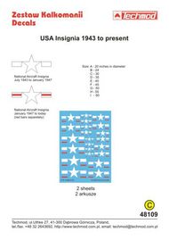  Techmod Decals  1/48 US National Insignia: 1943 to Present -- 20, TCD48109