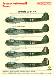  Techmod Decals  1/48 Junkers Ju.88A-1 (5) 4D+DC Stab III/KG 3 TCD48814