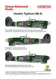  Techmod Decals  1/72 Hawker Typhoon Mk.Ib (3) TCD72034