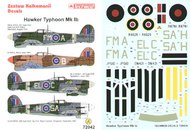  Techmod Decals  1/72 Typhoon Mk.Ib (4) JP510 FM-A 257 Sqn S/L R.Fo TCD72042