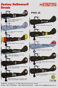  Techmod Decals  1/72 PWS 26 (11) Selection of different colour sch TCD72138