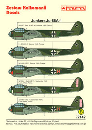  Techmod Decals  1/72 Junkers Ju.88A-1 (5) 4D+DC Stab III/KG 3 TCD72142