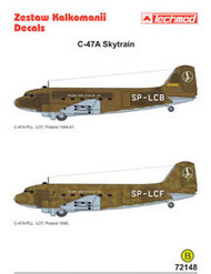  Techmod Decals  1/72 Douglas C-47A Dakota (2) SP-LCB and SP-LCF LO TCD72148