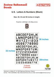  Techmod Decals  1/72 US Letters & Numbers (Black) -- 28, 32 and 36 TCD72150