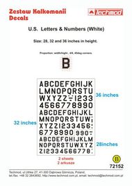  Techmod Decals  1/72 US Letters & Numbers (White) -- 28, 32 and 36 TCD72152