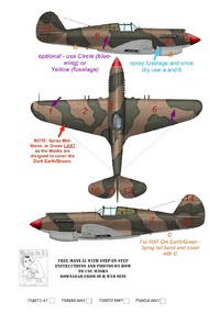  TopNotch  1/32 Curtiss P-40B/P-40C Kittyhawk RAF/AVG early camouflage pattern paint mask TNM32-M041