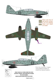 Messerschmitt Me.262B-1/U1 Nightfighter camouflage pattern paint mask #TNM32-S001