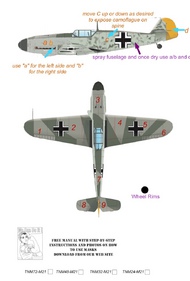 Messerschmitt Bf.109F-2/Bf.109F-4/Bf.109G-2/Bf.109G-4 part 1 camouflage pattern paint mask #TNM48-M021