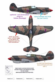  TopNotch  1/48 Curtiss P-40B/P-40C Kittyhawk RAF/AVG camouflage pattern paint mask TNM48-M041