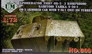  UM-MT  1/72 Soviet OB-3 armored railway carriage with Soviet T-26-1 w/conic turret ( 1937-39 UMMT609