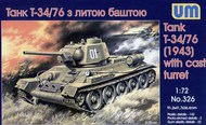  Unimodel  1/72 T-34/76 w/Cast Turret 7.62mm MG Mod 1943 w/PE UNM326