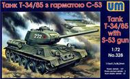 Unimodel  1/72 T34/85 WWII Soviet Tank w/S53 Gun UNM328
